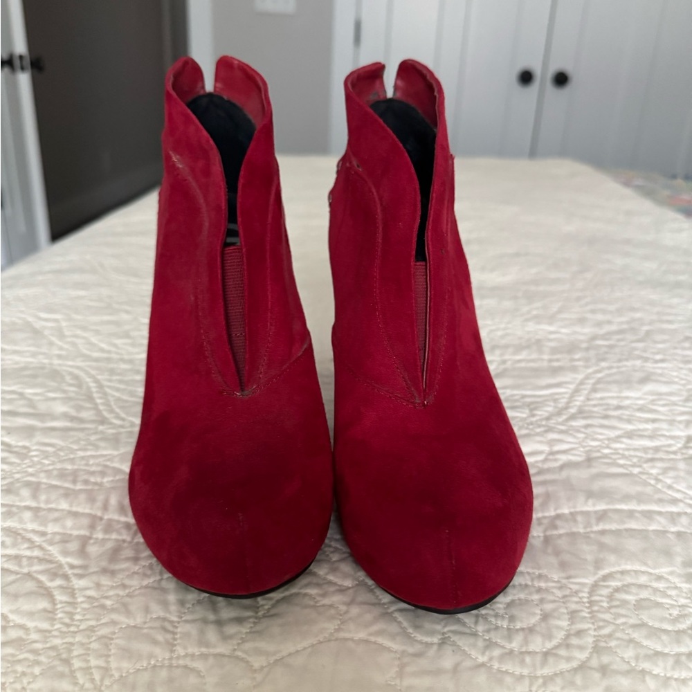 Red ankle boots